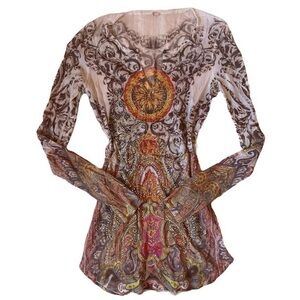 goodness gracious >.< | Y2K bedazzled gem top see through long sleeve top